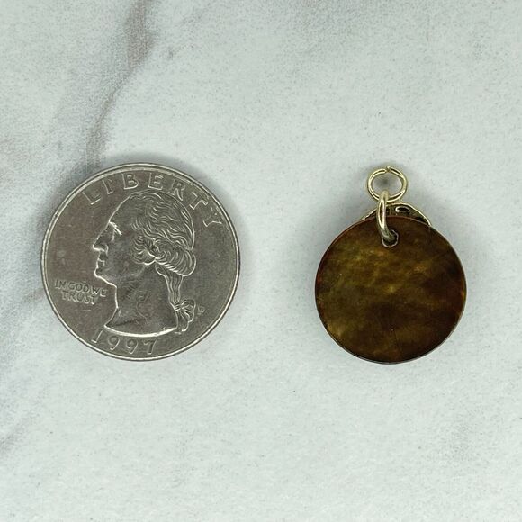 Gold Tone Brown Shell Small Upcycled Pendant - Picture 2 of 5
